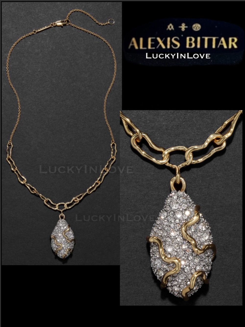 ALEXIS BITTAR New Solanales Crystal Pavé
Pebble Geode Gold Link Necklace